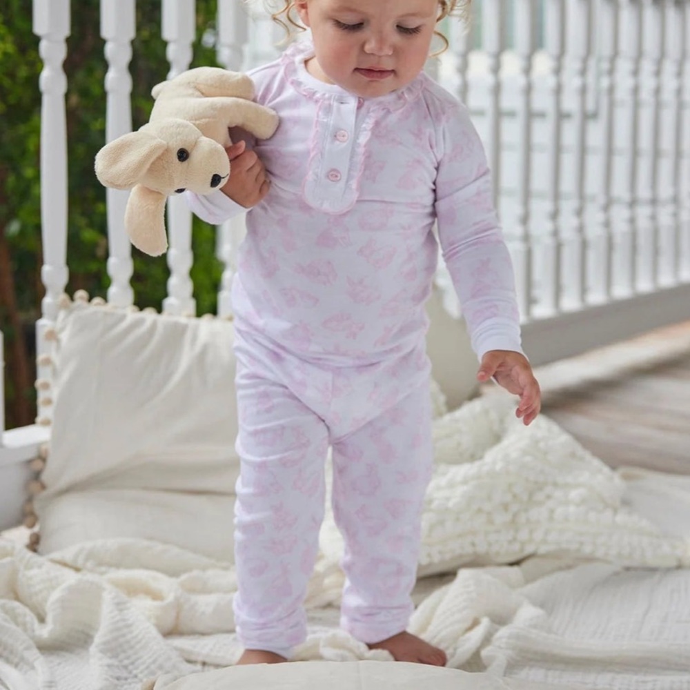 Little English Pink Bunny Pajama Set 3T